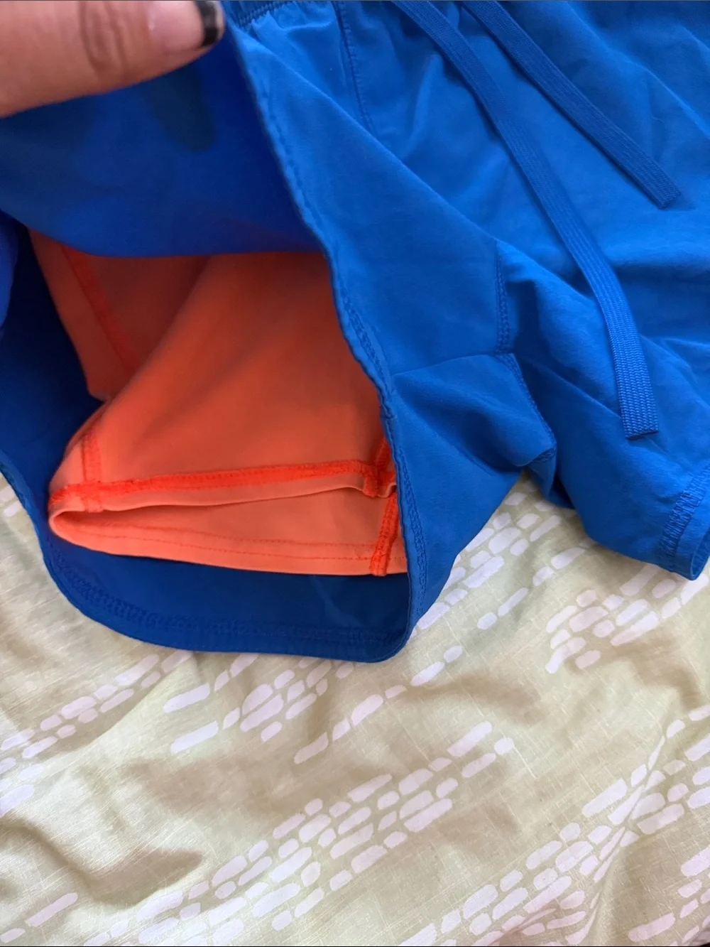 Nike Blue Women's Athletic Shorts with Orange Liner